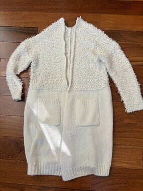 J.O.A cream colored open-front textured knit long cardigan XS boho indie sleaze